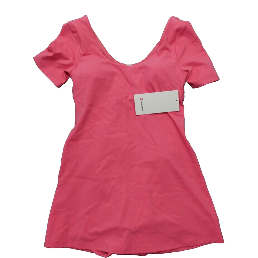 New Lululemon Size 8 Align Short Sleeve Dress SAKP Sakura Pink 3" Liner Nulu